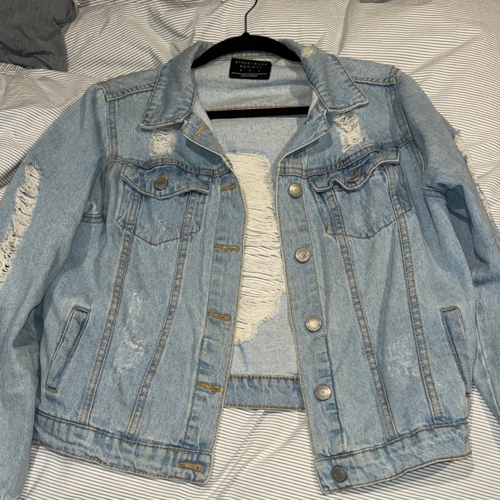 Streetwear Society Light Blue Distressed Jean Jacket
